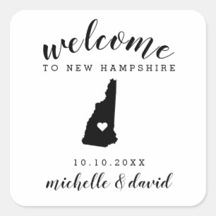 Welcome to New Hampshire Wedding custom favour Square Sticker