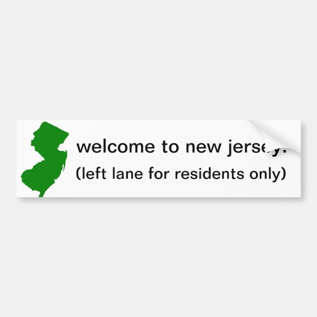 Welcome To New Jersey Bumper Sticker (Front)
