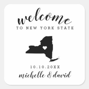 Welcome to New York State Wedding custom favour Square Sticker