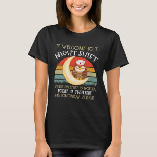 Welcome To Night Shift Nurse Retro Love Stethoscop T-Shirt
