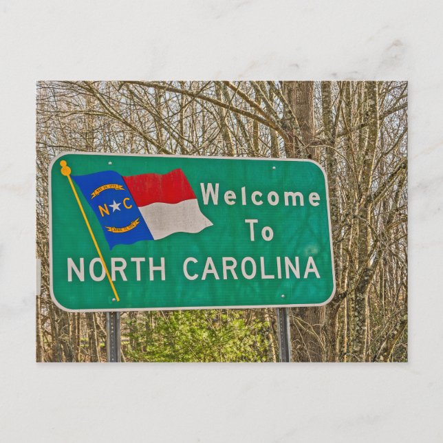 Welcome to North Carolina Sign Postcard (Front)