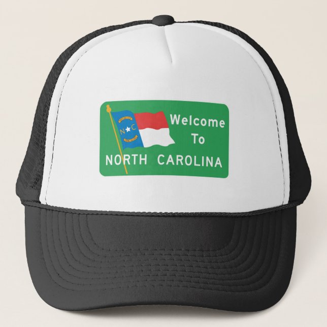Welcome to North Carolina - USA Road Sign Trucker Hat (Front)