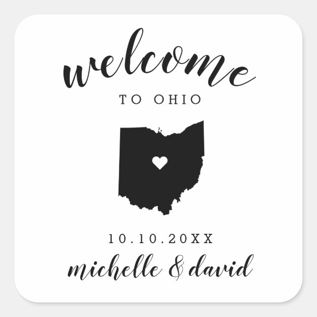 Welcome to Ohio  | Wedding custom favour Square Sticker (Front)