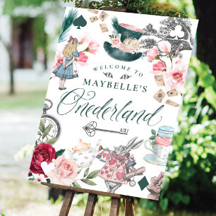 Welcome To Onederland Alice in Wonderland Collage Poster