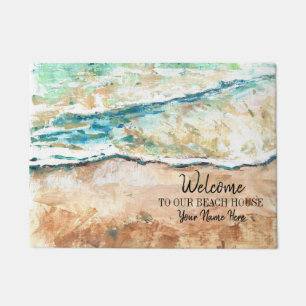 Welcome To Our Beach House Abstract Beach Art Doormat