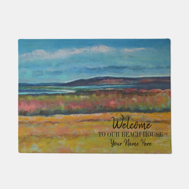 Welcome To Our Beach House Coastal Sand Dunes Art Doormat (Front)