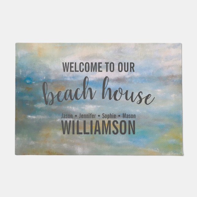 Welcome To Our Beach House Customizable Door Mat (Front)