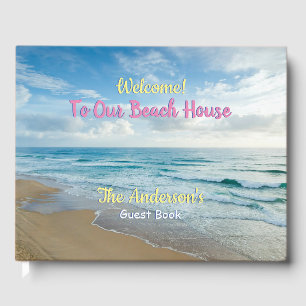 Welcome To Our Beach House, Ocean Waves Guest Book