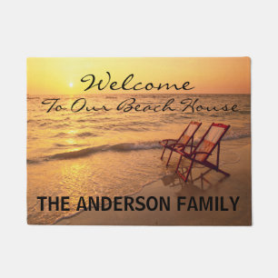 Welcome To Our Beach House Personalized Door Mat