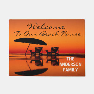 Welcome To Our Beach House Personalized Door Mat