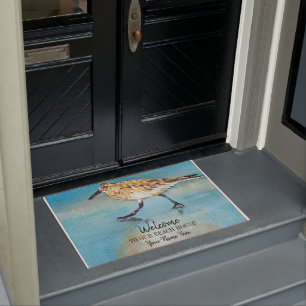 Welcome To Our Beach House Sandpiper Personalized Doormat