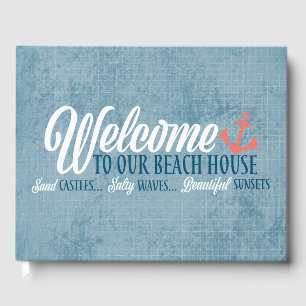 Welcome to Our Beach House Typography Custom Guest Book