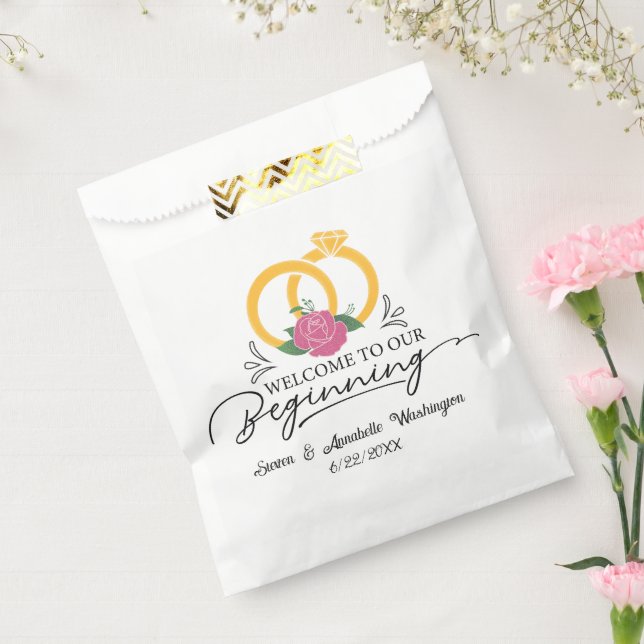 Welcome to our beginning add names date Wedding Favour Bag (Sealed)