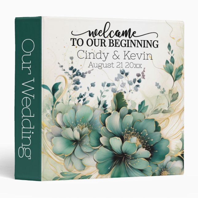 Welcome to Our Beginning: Elegant Wedding Album Binder (Front/Spine)