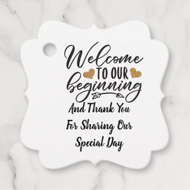 Welcome To Our Beginning Favour Tags (Front)
