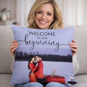 Welcome To Our Beginning Personalized Photo Throw Pillow