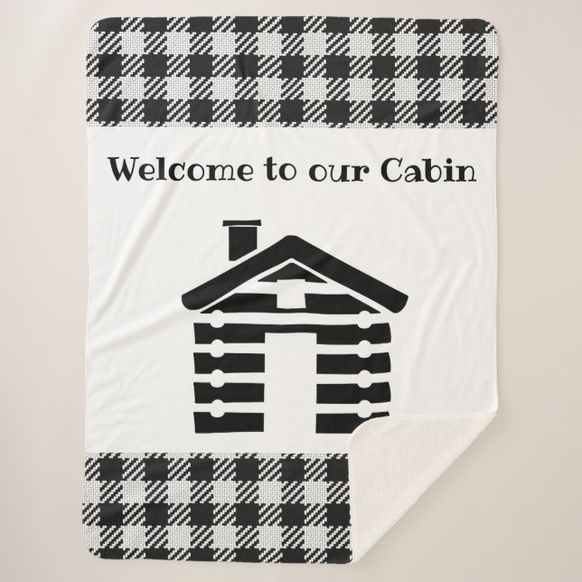 Welcome to Our Cabin Sherpa Blanket (Front)