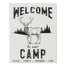 Welcome to Our Camp Deer Vintage Rustic