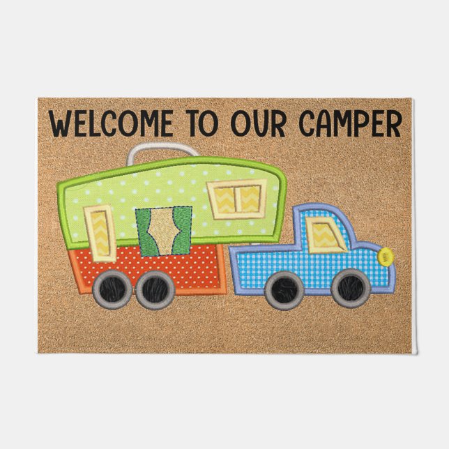 welcome To Our Camper Mat, Cute Camping Doormat (Front)