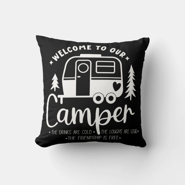 Welcome To Our Camper Throw Pillow (Front)