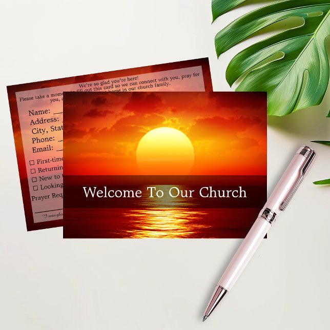 Welcome To Our Church Visitors Big Sunset Card (Welcome To Our Church Visitors Big Sunset Card)