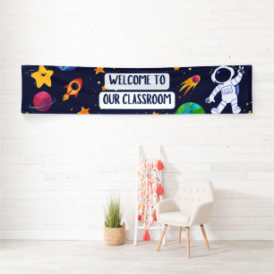 Welcome to Our Classroom Banner in Navy Fun Space 