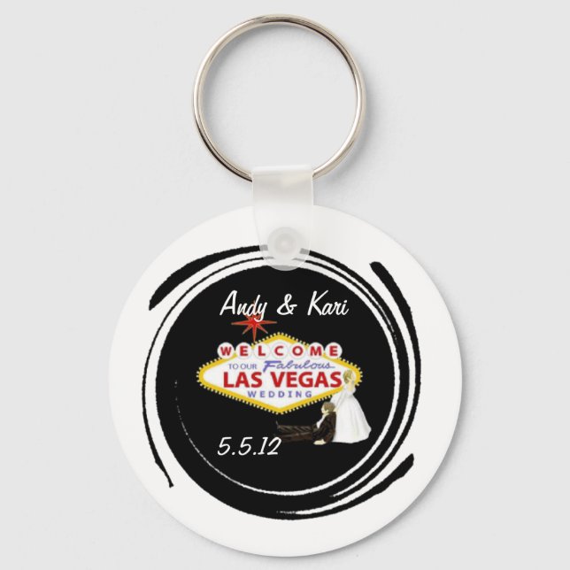Welcome to Our Fabulous Las Vegas Wedding personal Keychain (Front)