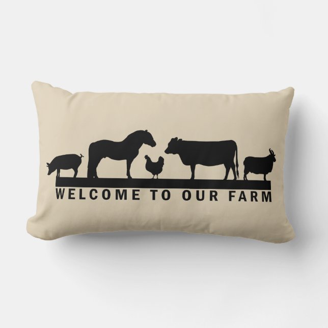 Welcome To Our Farm Lumbar Pillow (Front)
