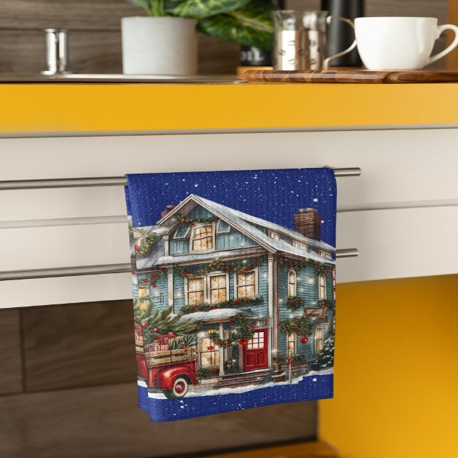 Welcome to our Farmhouse Christmas Red Truck Kitchen Towel (Creator Uploaded)