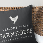 Welcome to our Farmhouse Country Rustic Chicken Throw Pillow<br><div class="desc">Design is composed of Modern Country Rustic with "welcome to our Farmhouse" typography. 

Available here:
http://www.zazzle.com/store/selectpartysupplies</div>