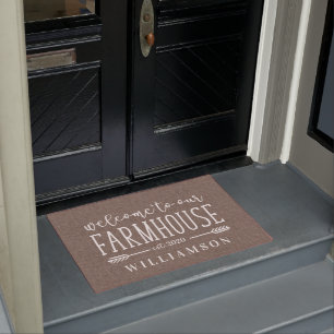 Welcome to Our Farmhouse Rustic Personalized Doormat