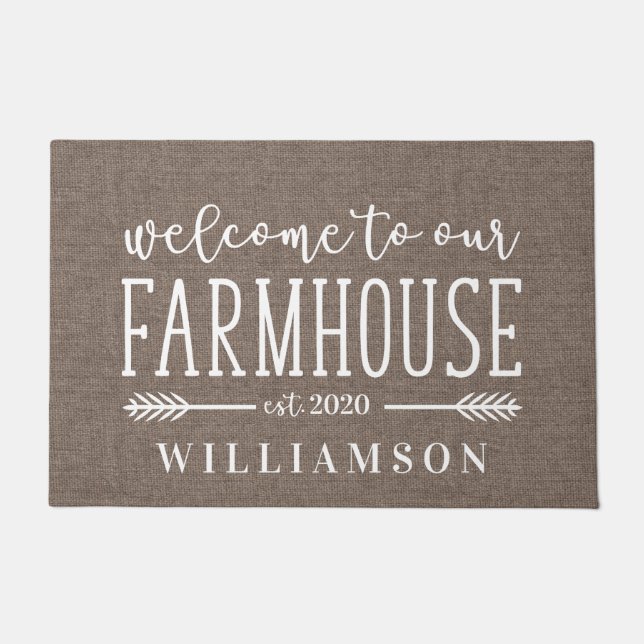 Welcome to Our Farmhouse Rustic Personalized Doormat (Front)