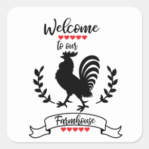 Welcome to our farmhouse words sticker rooster