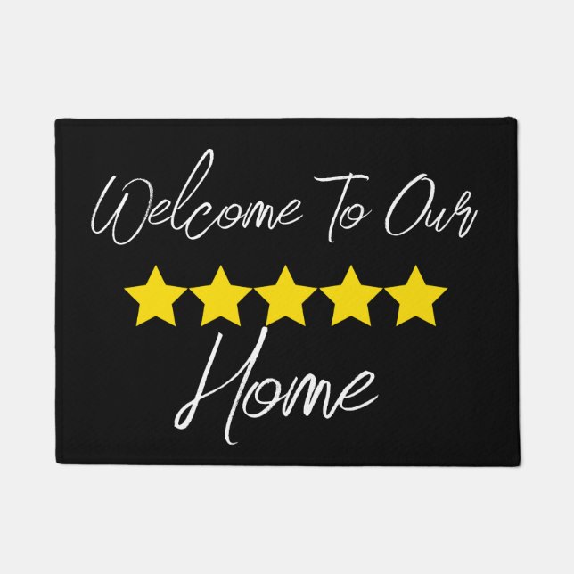 Welcome To Our Five Star Review Home Greeting Doormat (Front)