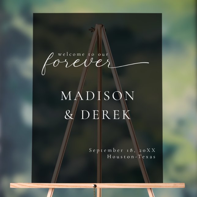 " WELCOME TO OUR FOREVER " Wedding Acrylic Sign (Neutral)