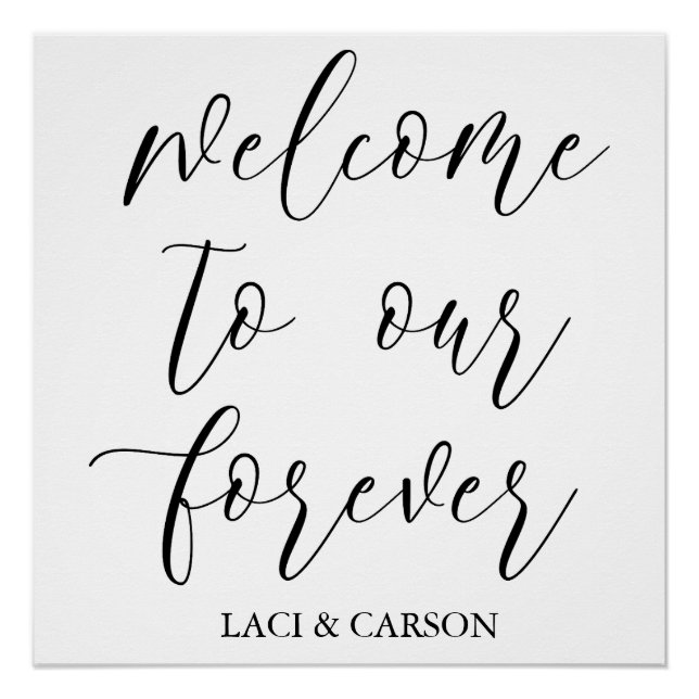 "Welcome to Our Forever" Wedding Tapestry Backdrop Poster (Front)