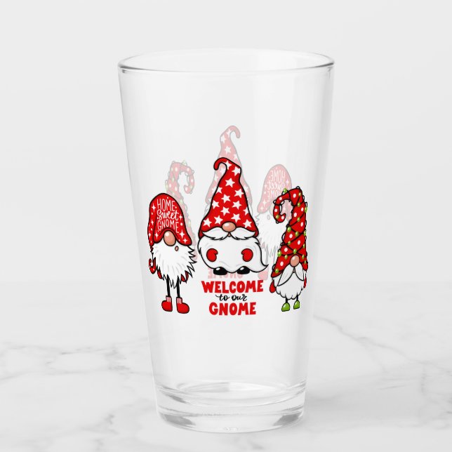 Welcome to Our Gnome Christmas Gnomes Glass (Front)