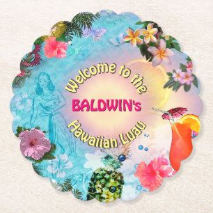 Welcome to our Hawaiian Luau (customizable) Paper Coaster