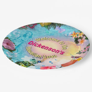 Welcome to our Hawaiian Luau (customizable) Paper Plate
