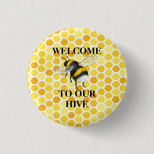welcome to our hive 1 inch round button