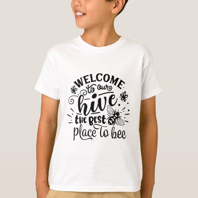Welcome To Our Hive Funny Bee Spring Summer Easter T-Shirt (Front)