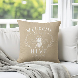 Welcome to Our Hive Personalized Throw Pillow