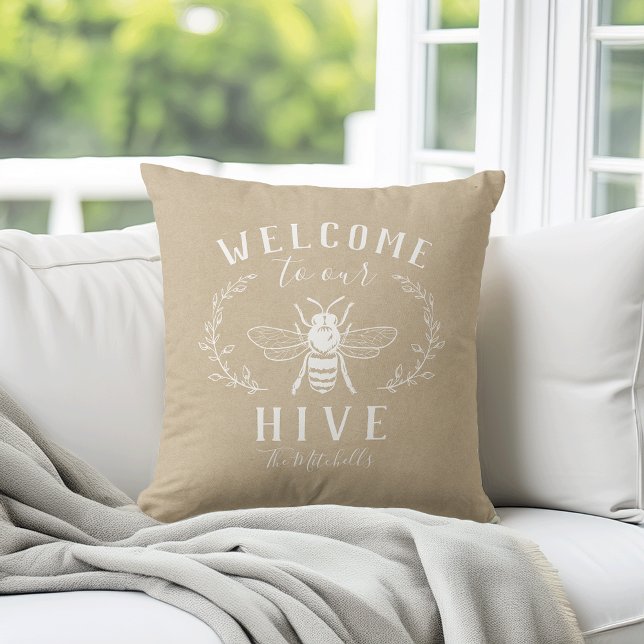 Welcome to Our Hive Personalized Throw Pillow (Creator Uploaded)