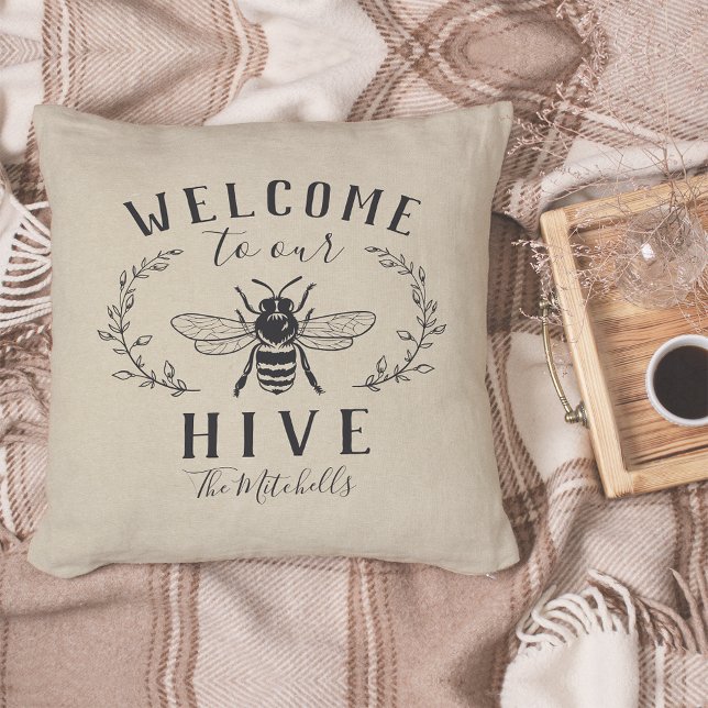 Welcome to Our Hive Personalized Throw Pillow (Creator Uploaded)
