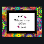 Welcome To Our Home Art Deco Pattern Poster<br><div class="desc">Welcome to our home poster in an art deco art nouveau style pattern. A burst of varied flower shapes and spinning wheels in many vibrant and exciting colors. Lots of different shapes and patterns with petals and circles and more overlap in this art nouveau ornamental styled pattern. A variety of...</div>