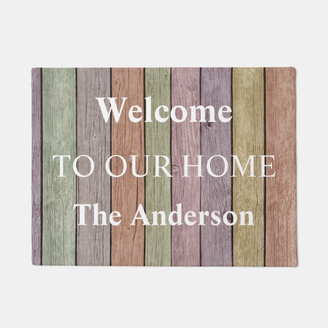 Welcome to Our Home Custom Family Name Door Doormat (Front)