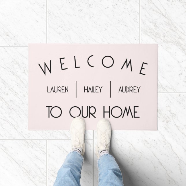 "Welcome to our home" Custom Roommate Names Doormat (Indoor)