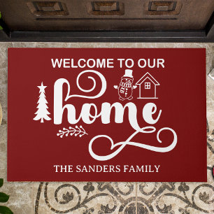 Welcome to Our Home Cute Christmas Family Doormat
