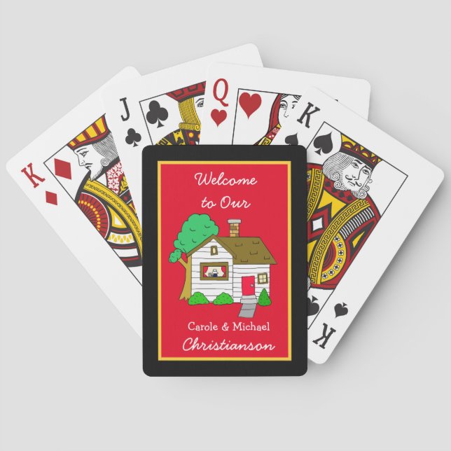 Welcome to our Home Cute Lil House Red Playing Cards (Back)