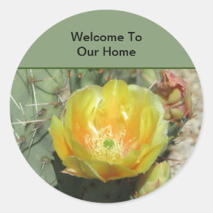 Welcome To Our Home Southwest Cactus Flower Guest Classic Round Sticker
